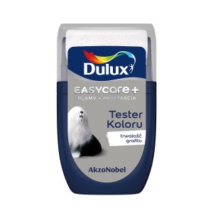Tester koloru Dulux Easycare+ w kolorze szarym. Idealny do kolorowych ścian.