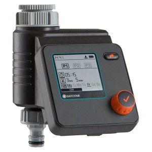 Komputer nawadniający Gardena Select do automatycznego nawadniania ogrodu z wyświetlaczem LC.