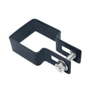 Akcesoria do ogrodzeń t.b.t.: Czarny uchwyt ze śrubą do ogrodzeń.