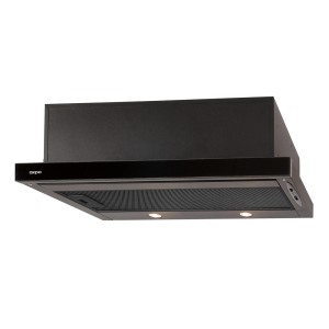 Czarny okap płaski t.b.t. do kuchni.