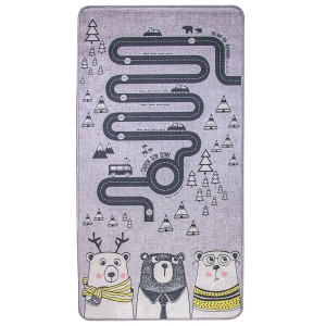 Dywan z krótkim włosiem t.b.t. z motywem niedźwiedzi i drogi do pokoju dziecięcego.