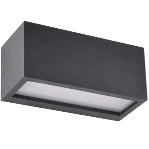 Nowoczesny, prostokątny kinkiet t.b.t. w kolorze antracytowym do użytku wewnątrz i na zewnątrz.