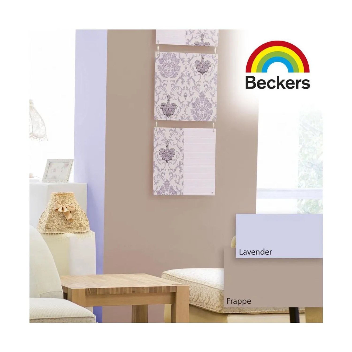 Farby do ścian Lavender i Frappe marki Beckers dla stylowego domu.