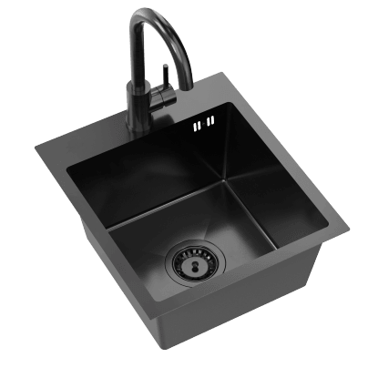 Zlew Chris 40 cm 1-kom z baterią "U" stalowy czarny