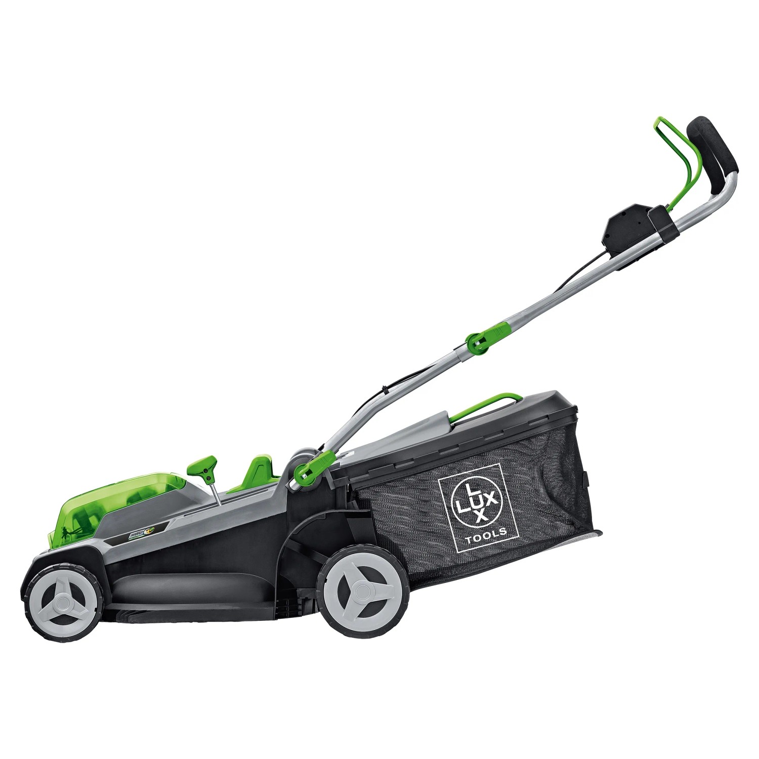 Akumulatorowa kosiarka LUX 40V z koszem, szerokość koszenia 43 cm, idealna do średnich ogrodów.