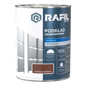 Puszka podkładu chlorokauczukowego Rafil, czerwono-brązowy, do metalu i na zewnątrz.