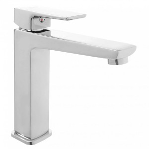 Nowoczesna, chromowana bateria umywalkowa t.b.t. o czystych liniach.