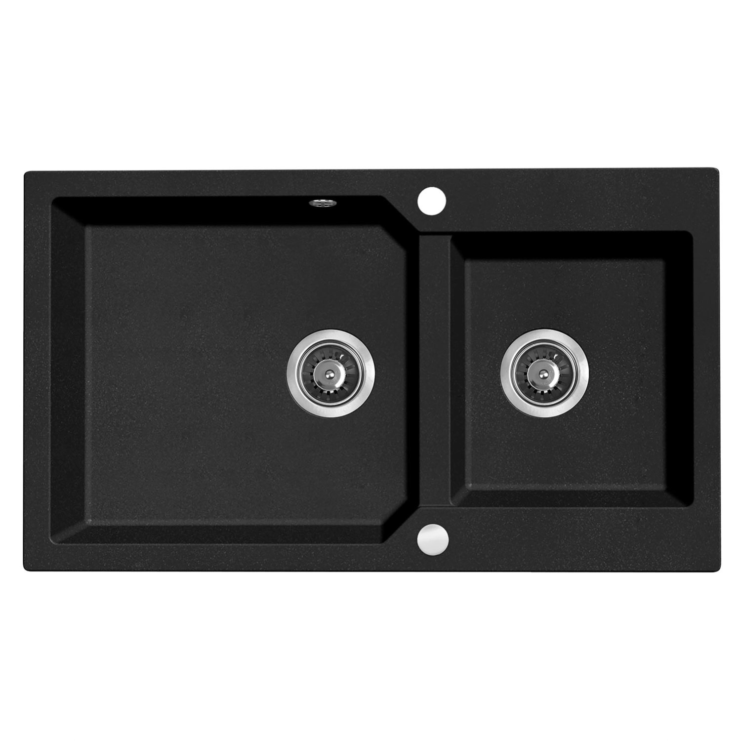 Laveo Zlewozmywak Milos 2-komorowy czarny - 86 x 50 cm