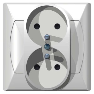 Białe gniazdko elektryczne t.b.t. do użytku wewnętrznego.