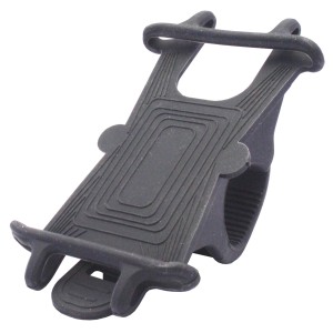 Czarny uchwyt na telefon t.b.t. do kierownicy roweru.