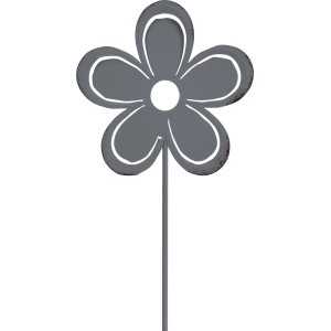 Metalowy słupek ogrodowy z kwiatem w kolorze antycznej szarości, wysokość 90 cm.