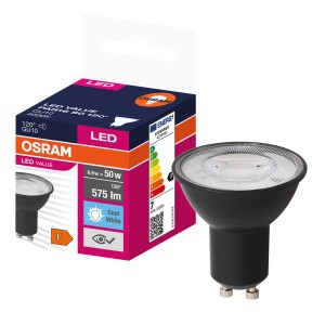 Czarna żarówka LED Osram GU10 z opakowaniem. Energooszczędne światło LED do użytku wewnętrznego.