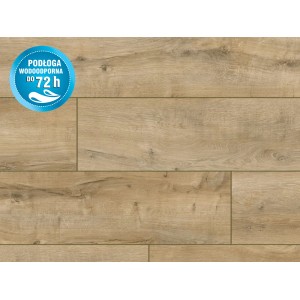 Jasne panele podłogowe t.b.t. z efektem drewna i wodoodporną powłoką.