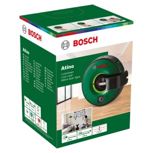 Opakowanie lasera liniowego Bosch Atino ze zintegrowaną taśmą mierniczą.