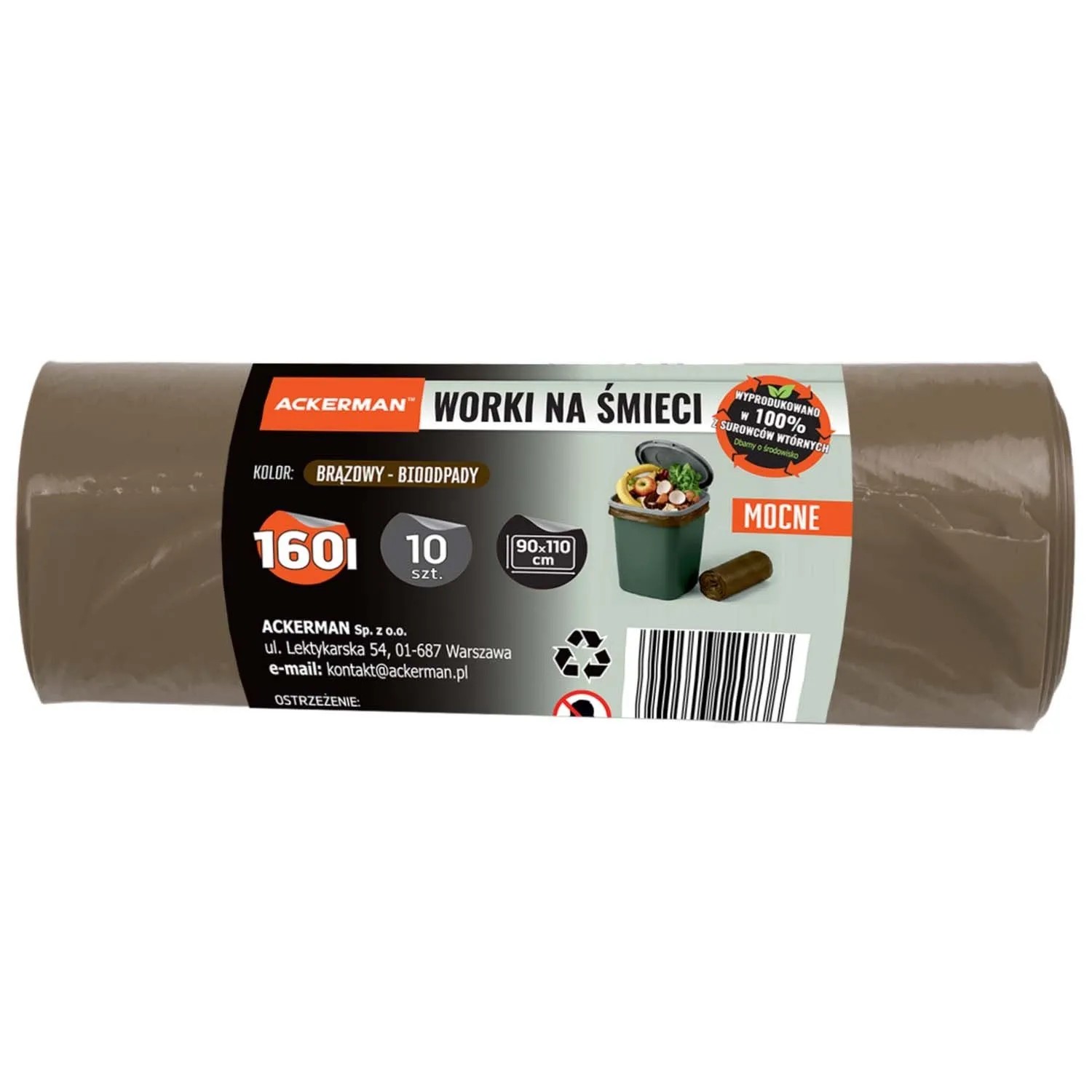 Ackerman Worki do segregacji śmieci brązowe - bioodpady 160l 10 szt.