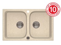 Zlewozmywak Porto 2-kom. beżowy 76x48 cm