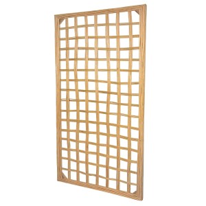 Drewniana kratka na rośliny, kwadratowy wzór do ogrodu i na balkon.