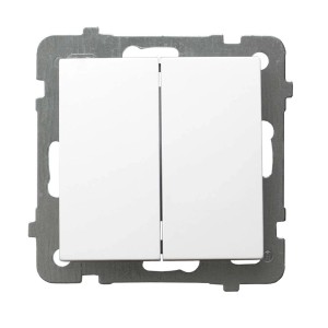 Biały podwójny włącznik do włączników światła i gniazdek.