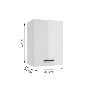 Biała szafka kuchenna wisząca z uchwytem, wymiary: 58x40x31 cm.