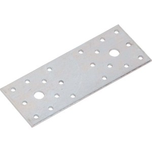 Prostokątny, ocynkowany łącznik płaski 140x55 mm z otworami do mocowania mebli.