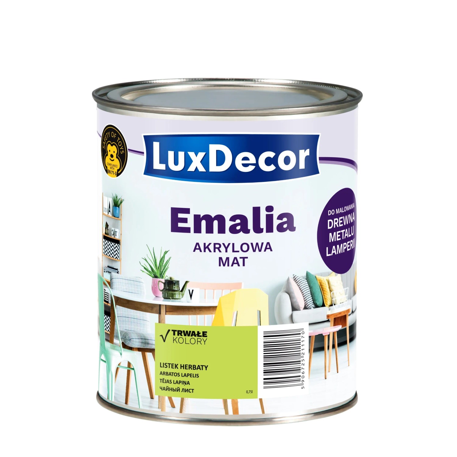 LuxDecor Emalia akrylowa do drewna i metalu mat listek herbaty 750 ml