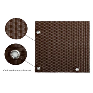 Brązowa mata na ogrodzenie t.b.t. z oczkami.