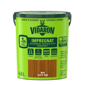 VIDARON Impregnat do drewna, złoty dąb, 4,5L. Ochrona drewna na zewnątrz.