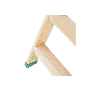 Plastikowe nóżki DOLLE na drewnianych schodach strychowych mini/Isotrend chroniące podłogę.