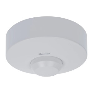 Biały czujnik ruchu t.b.t. do montażu sufitowego.