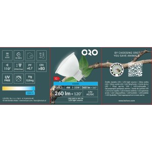 t.b.t. Żarówka LED GU5.3, 4W, 6500K, zimna biel. Idealna do oświetlenia akcentującego.