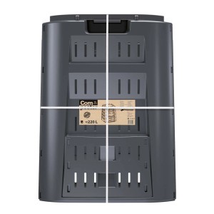 Czarny kompostownik Compogreen 210 l na odpady ogrodowe i kuchenne.