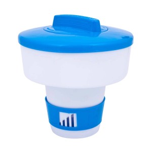 Pływak dozujący Summer Fun do środków do pielęgnacji wody, niebiesko-biały, do dozowania chemii basenowej.