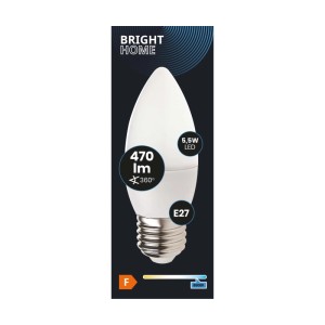 Żarówka LED E27 w kształcie świeczki, 5,5W, 470 lumenów, ciepła biel.