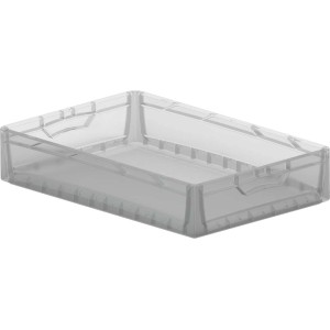 Przezroczysty Eurobox 60x40x12 cm, pełna ściana, z tworzywa sztucznego. Idealny do przechowywania.