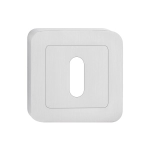 Kwadratowa rozeta drzwiowa w kolorze srebrnym do okuć drzwiowych.