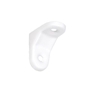 Biały wspornik kątowy t.b.t. z dwoma otworami do montażu.