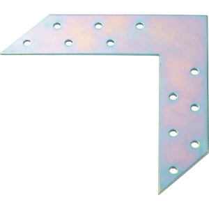 Biały ocynkowany łącznik kątowy 150x150x35 mm do łączenia i wzmacniania narożników.