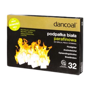 Rozpałka Dancoal, biała rozpałka parafinowa do grilla, pieca i kominka, 32 sztuki.