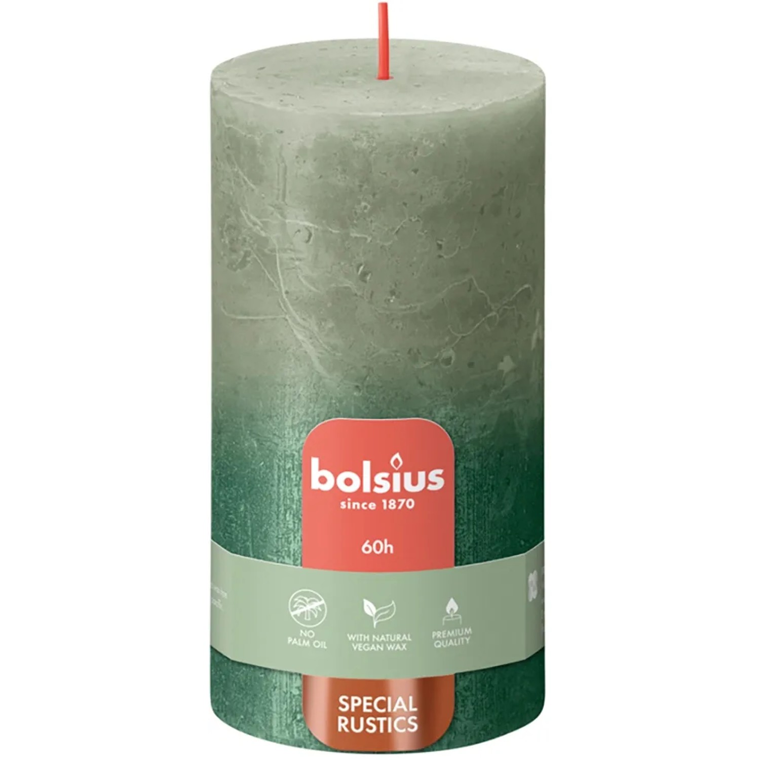 Świeca Rustic zielona oliwka - 130/68 mm