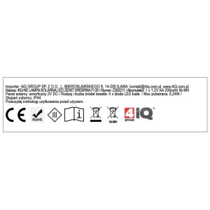 4iQ Lampa solarna LED ZENIT śr. 20 cm srebrna
