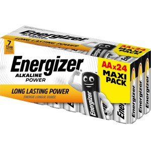 Baterie Energizer Alkaline Power AA, opakowanie 24 szt. w papierowym pudełku.