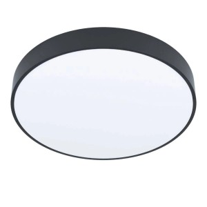 Okrągła lampa sufitowa t.b.t. Plafony w kolorze czarnym z białym dyfuzorem.