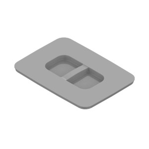 Szara pokrywa t.b.t. do kosza na śmieci, prostokątna z dwoma przegródkami.