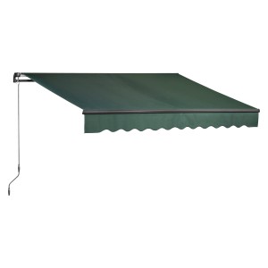 Markiza przegubowa Aventura, 4x2,5 m, ciemnozielona, z korbą ręczną na taras i balkon.