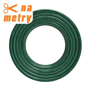 Zwinięty zielony wąż ogrodowy.