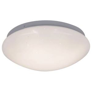 Szara lampa sufitowa LED Plafony, okrągły kształt z wzorem gwiazd.