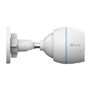 Biała kamera monitoringu EZVIZ do montażu na ścianie, do użytku zewnętrznego.