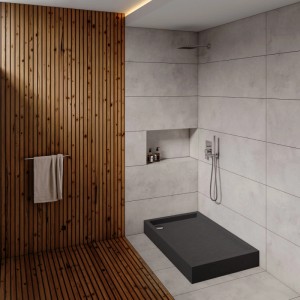 Brodzik prostokątny Schedpol Mittel 80x100x16 cm czarny strukturalny