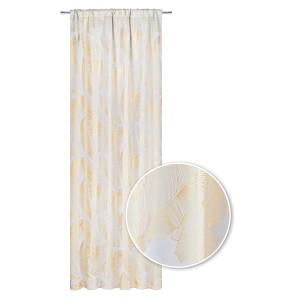 Zasłona t.b.t. ze złotym wzorem liści do dekoracji okien.