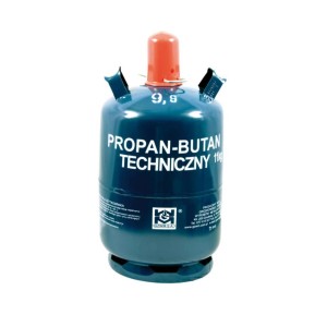 Niebieska butla gazowa propan-butan 11kg do zastosowań technicznych.